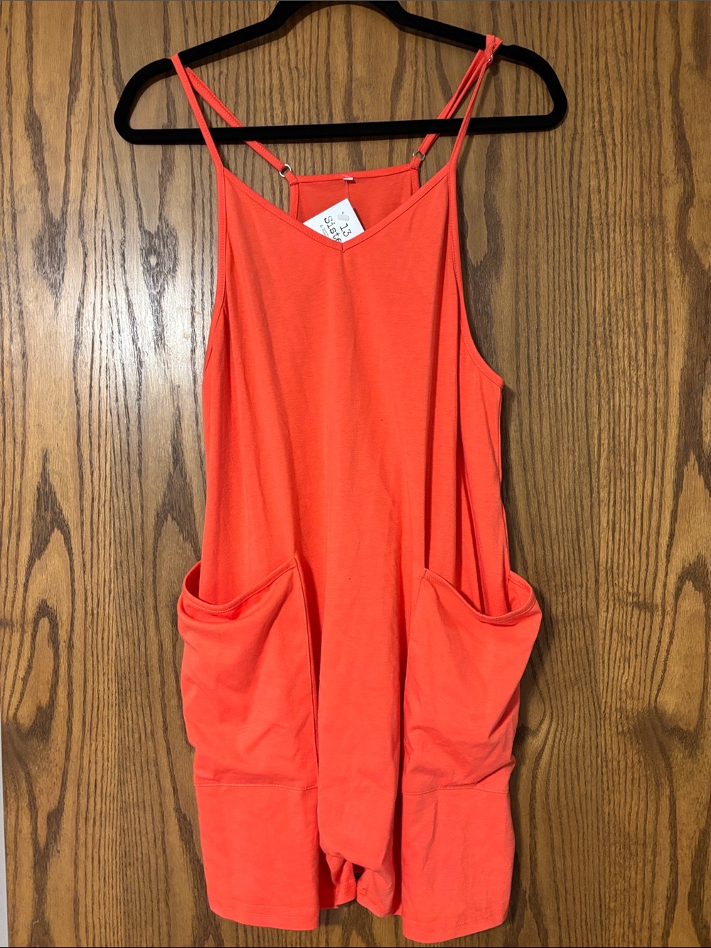 Bright Coral Pocket Romper